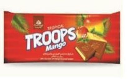 Picture of COV-T-1002-  Troops Mango- Milk chocolate with mango flavoured fondant